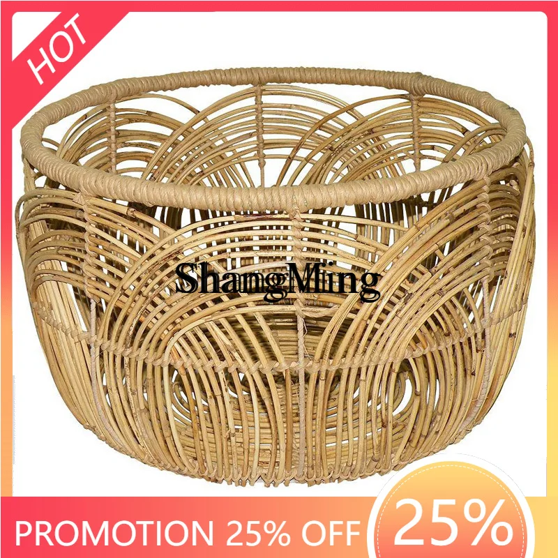 

ZYY household quality rattan round storage basket living room bedroom natural handmade art basket