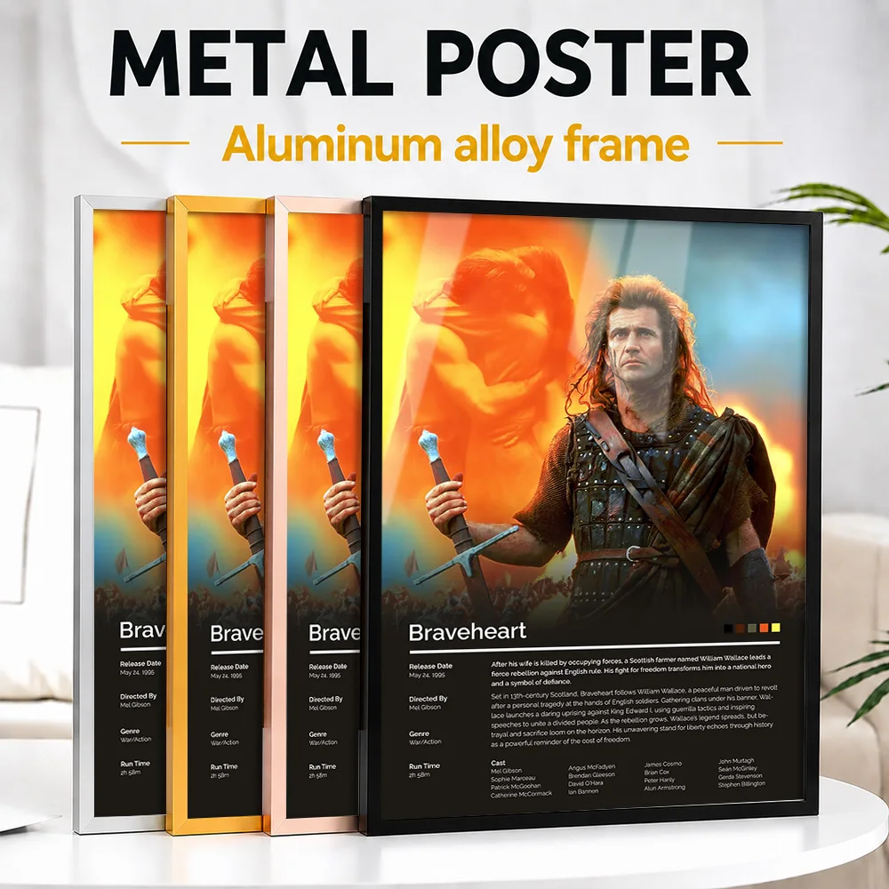 Braveheart Movie Framed Aluminum Metal Poster Customized Screen Tribute Wall Art Perfect Within Media Room As Collector Gift