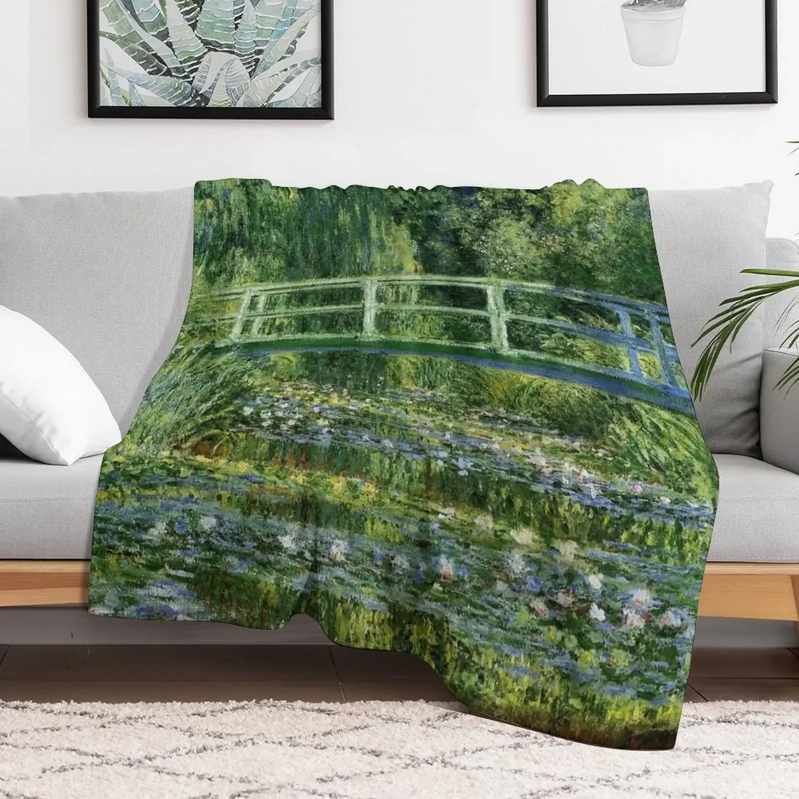 Abstract Bridge And Water Lilies Throw Blanket Extra Large Throw Thin Blankets