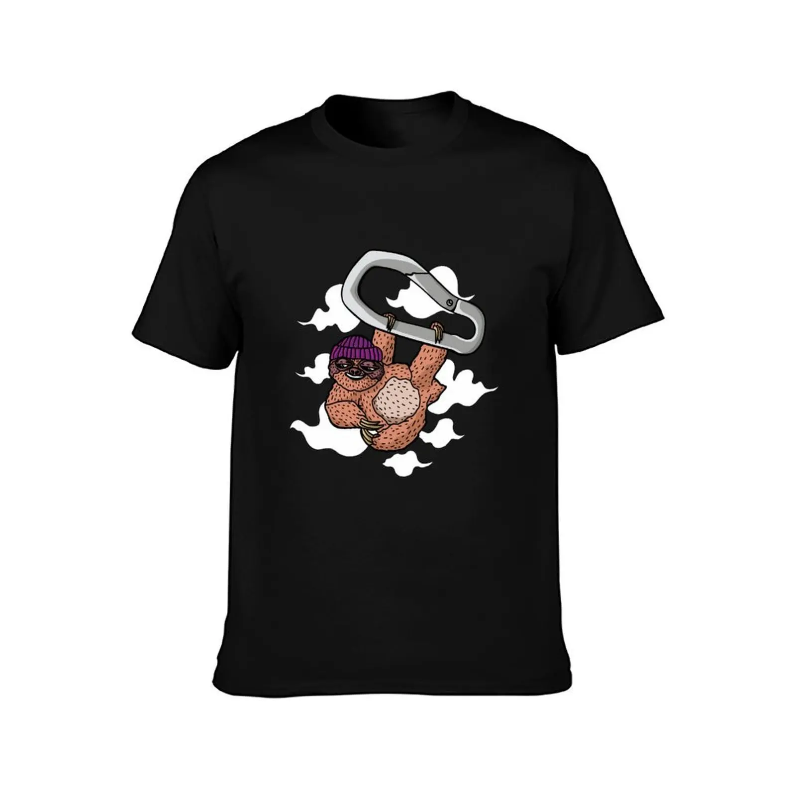 Sloth hangs from a carabiner in clouds T-Shirt UV Sun Protection Tee Shirt
