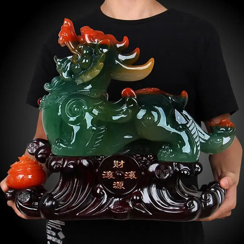 Asia HOME Store company Recruit money ZHAO CAI GOOD luck Fortune PIXIU Dragon business Prosperity FENG SHUI talisman Deco statue