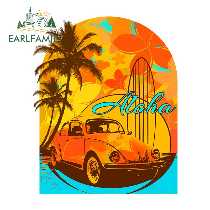 EARLFAMILY 13cm x 10.7cm for Aloha Camper Car Stickers Cartoon Waterproof Decals Occlusion Scratch Windshield Bumper Decor