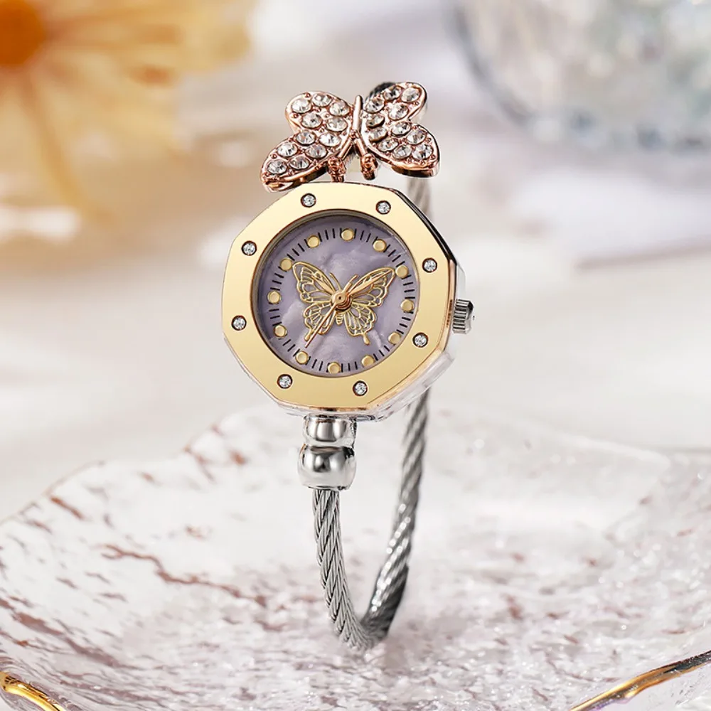 Exquisite Women's Bracelet Watch Vintage Adjustable Butterfly Quartz Wristwatch Quartz Movement Decorative Vintage Female Clock