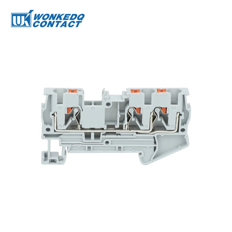 10Pcs PT4-TW PT Series 3 Conductor Push-in Terminals 4 mm² Twin PT 4-TW Wire Electrical Connector Din Rail Terminal Block