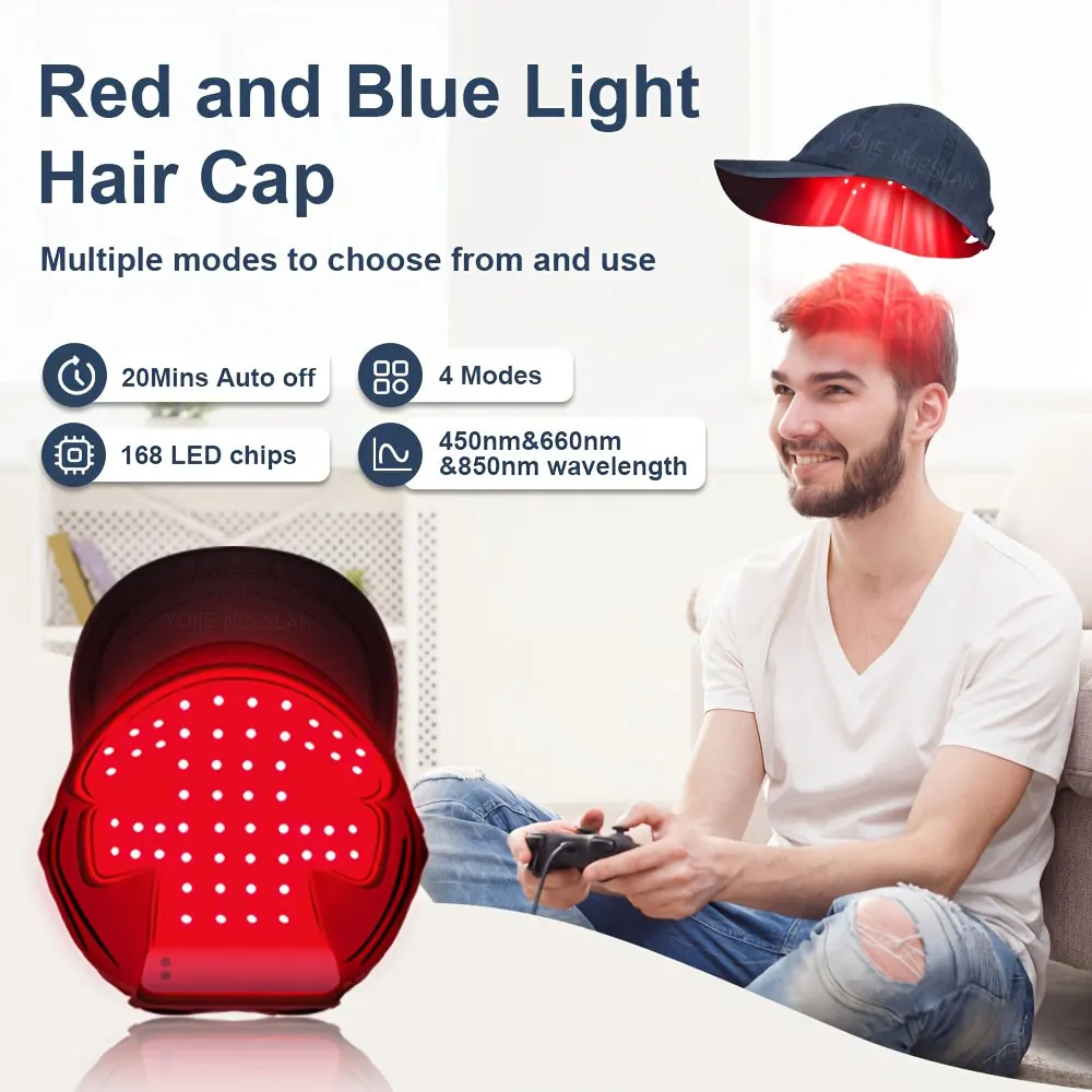 Unisex Red & Infrared LED Light Cap USB Charging Head Care Hat for Daily Scalp Care
