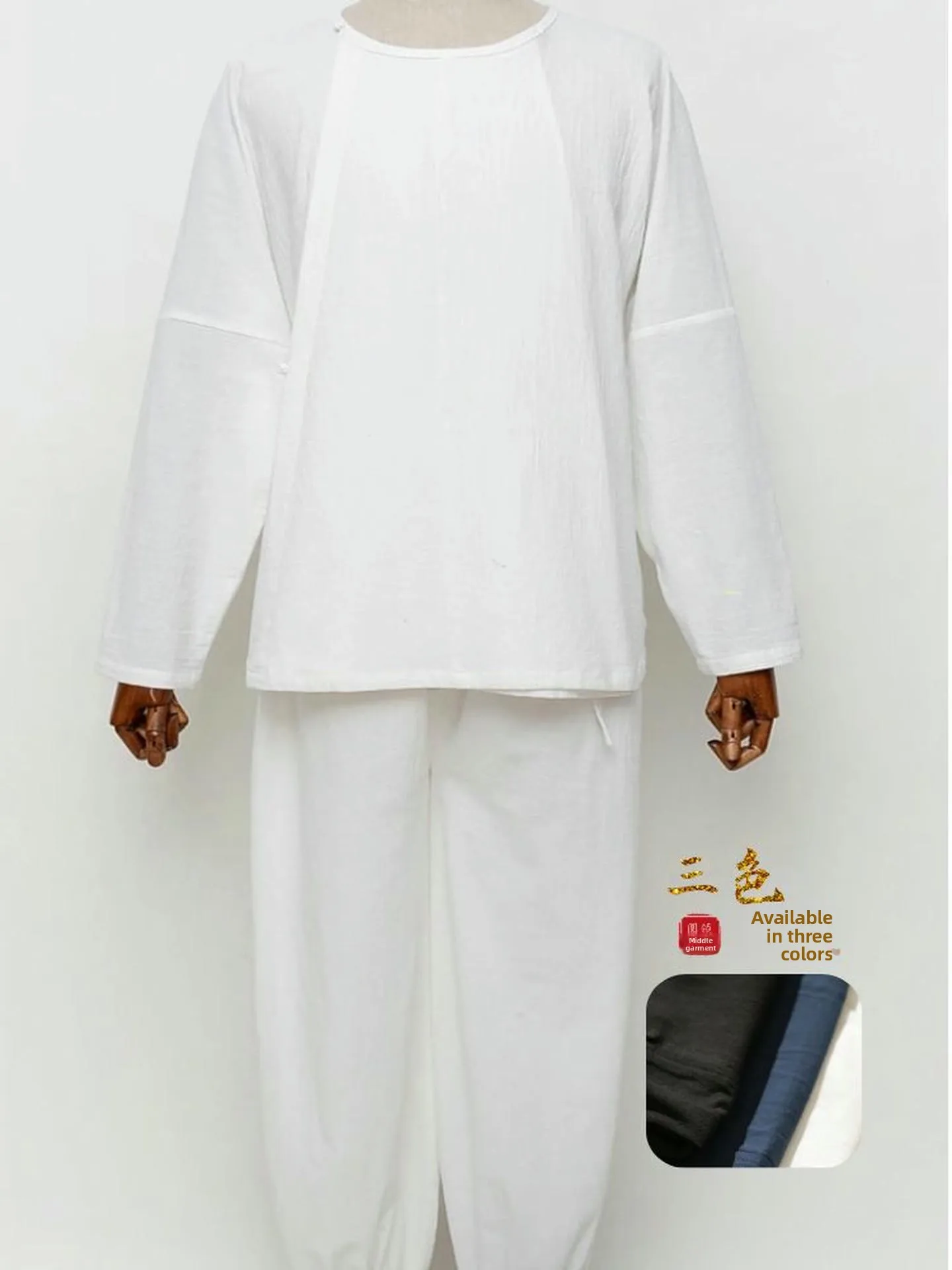 

Брюки-фонарики из чистого хлопка Tang Dynas, круглые брюки со средней точкой и большим воротником, Hanfu, весна-осень, традиционные китайские C...