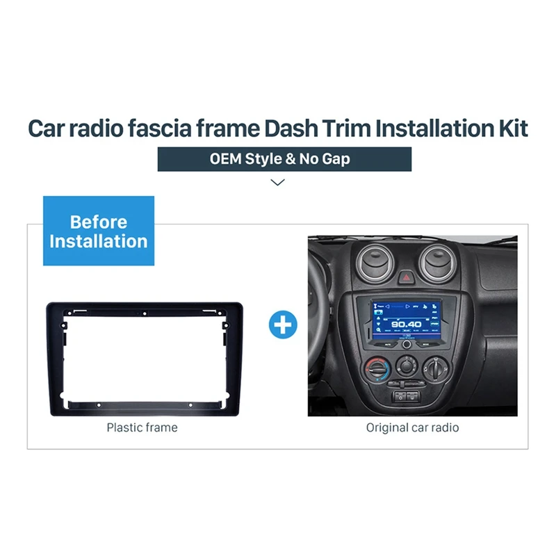 3X 2Din 9 Inch Car Control Fascia Audio Frame Radio Stereo Panel For Lada Granta 2011 - 2017 Fascia Frame