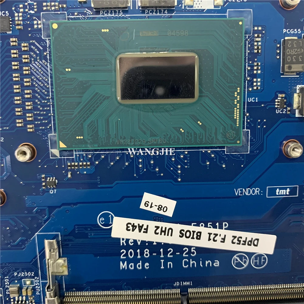For HP Zbook 15V G5 Laptop Motherboard L73015-601 L73015-001 LA-F851P DSC I7-9750H I5-8400H N18M-Q3-A1 GPU WIN 100% Working