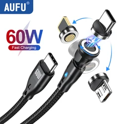 AUFU-Câble magnétique PD 60W Type C vers USB C, charge rapide, pour iPhone, Macbook, iPad, Xiaomi, Samsung