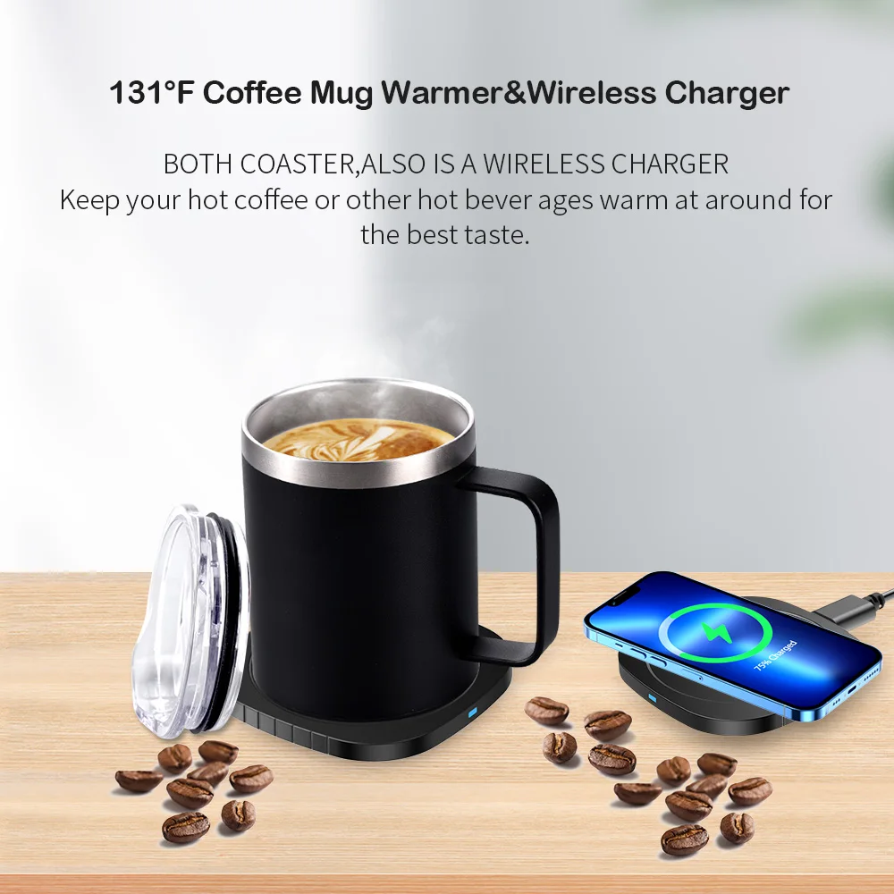 Redlife Self Heating Coffee Mug Thermal Cup Warmer Set With Wireless Charging Function Heated Home Appliance for Office Family