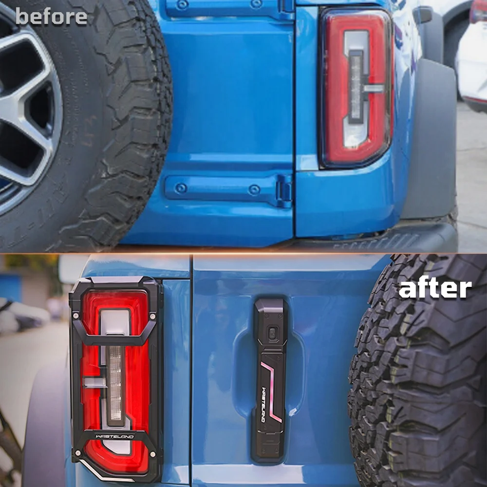 الذيل غطاء خفيف الحرس ل برونكو 2.3 2.7 الملحقات الخارجية الخلفية غطاء خفيف حامي الخلفية الذيل ضوء LED غطاء المصباح الكسوة #2