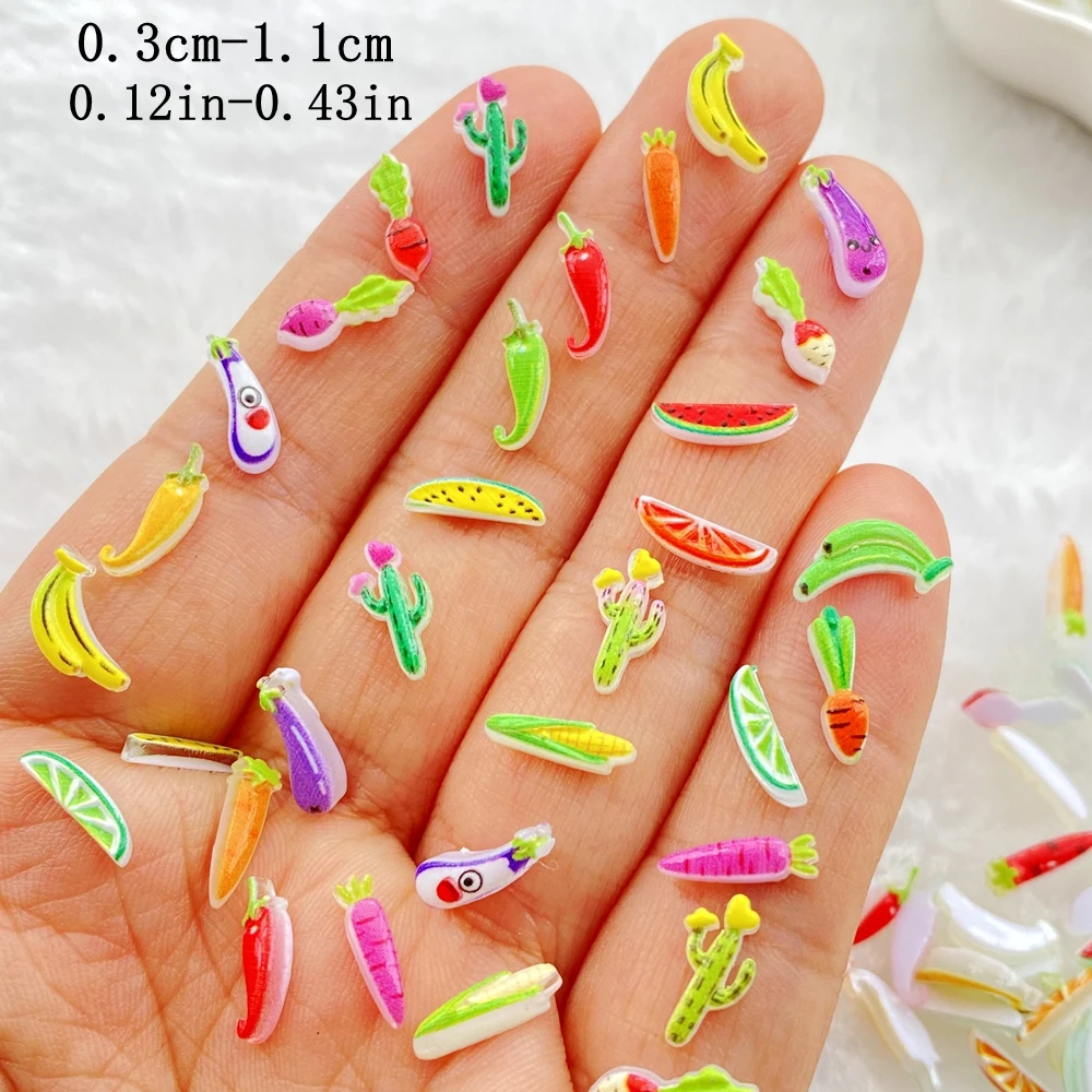 60Pcs Mixed Nail Art Resin Colorful long strip fruit Charms Rhinestones DIY Craft For Nail 3D Decorations Jewelry