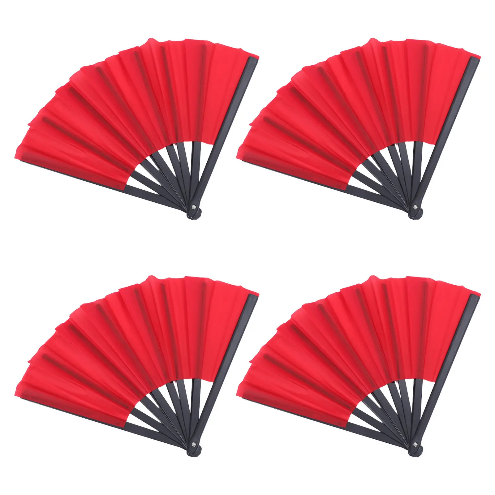 4Pcs Red Folding Dance Fans Traditional Chinese Handheld Fans Festival Wedding Decorations Line Dancing Performance Decorative