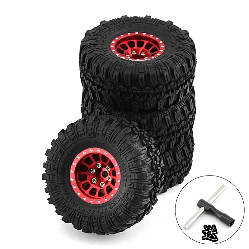 Trx 4M 4 Stuks Metalen 1 Inch Wielen Met Banden Upgrade Naaf Band Set Voor 1/18 Rc Crawler Auto Traxxas TRX4-M Verdediger Bronco Scx24 Fms