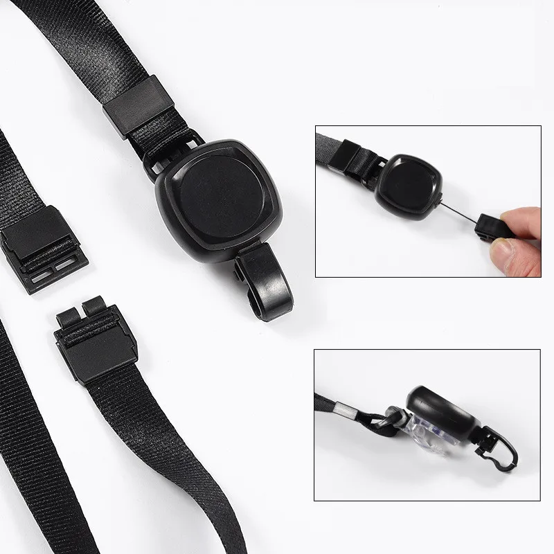 حامل أوراق الاعتماد قابل للسحب، حامل بطاقات من الجلد الطبيعي، قلادة للبطاقات، حبل قابل للتعديل، لوازم حامل بكرة معرف الموظف