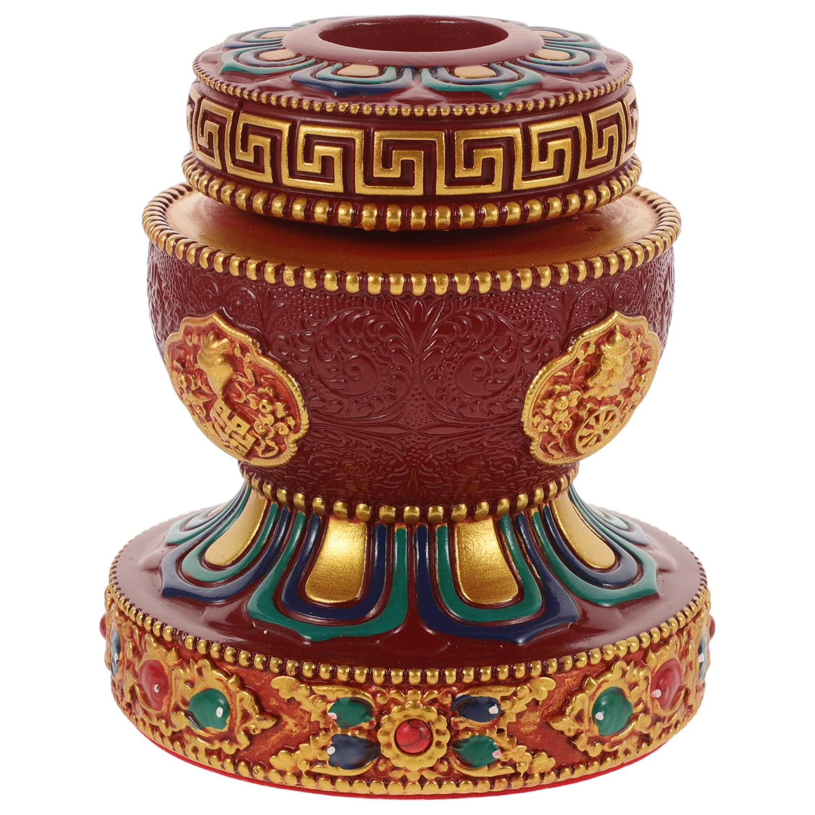 

Buddha Supplies Lotus Base Resin Stable Fixing Stand Prayer Wheel Holder Decorative Support Tibetan Decoration Buddhist Ornament
