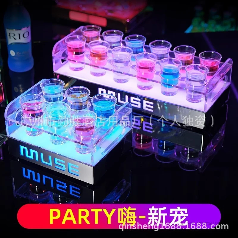 Colorful Bar Bullet Cup Holder Creative Heart-Shaped Cocktail RackktvLiquor Bar CounterledHigh-end luminous cup holder