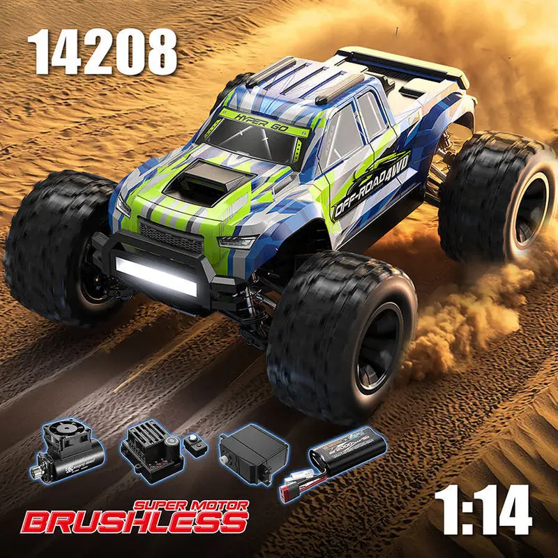 Mjx Hyper Go 1/14  14208 Brushless Rc Monster Truck Proportion High Speed 4wd Off Road All Terrain Hobby Remote Control Car
