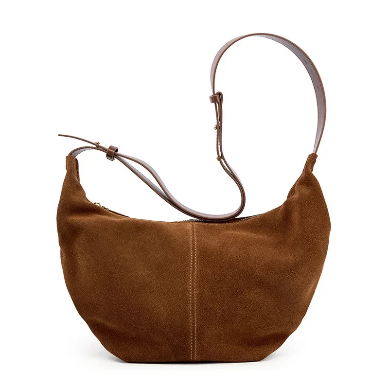 

High Quality Faux Suede Shoulder Bag Women 2024 Trend Fashion Elegant Casual New In Handbag Original Brands Brown Crossbody Bag