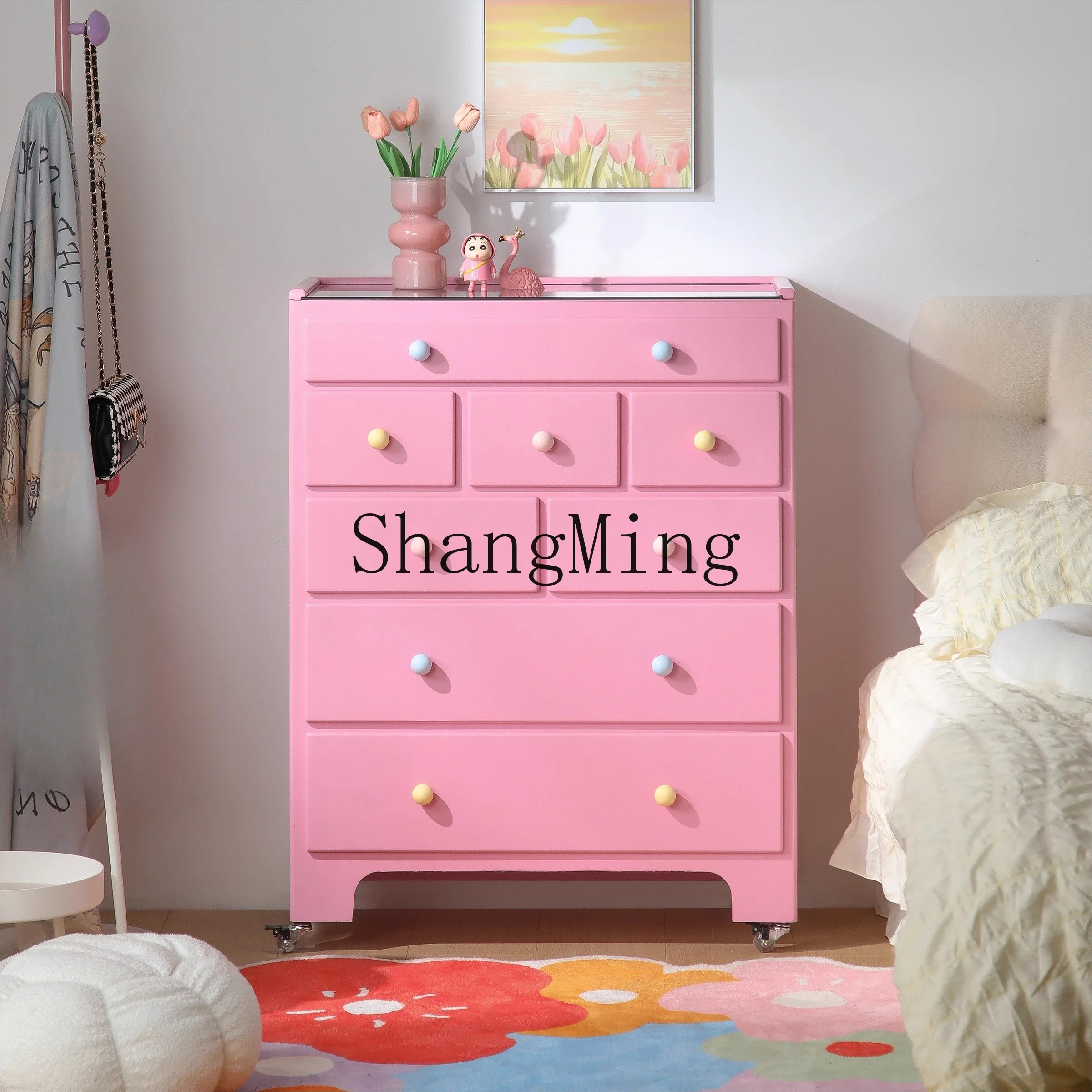 

ZYYDopamine Colorful Chest of Drawers Bedroom Jewelry Display Cabinet Wall-Mounted Home Floor-Standing Jewelry Storage Cabinet