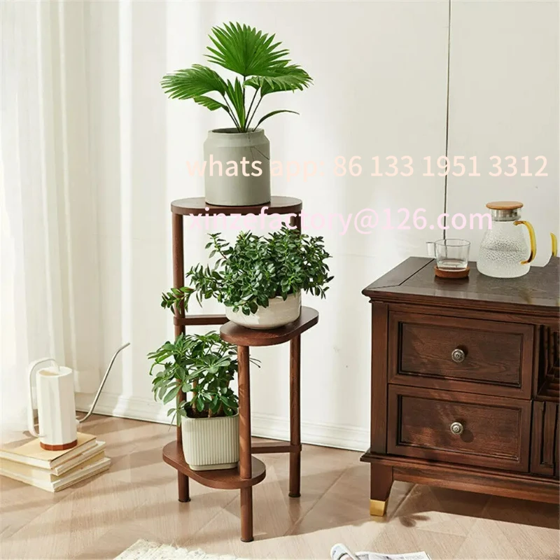 

Customizable 3 Tier Bamboo Tall Corner Plant Rack Planter Stand Flower Pot Holder Storage Rack for Balcony Garden Patio