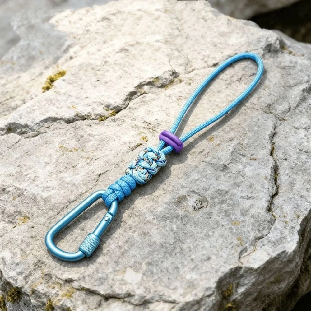 Alloy Water Bottle Lanyard Locking Carabiner Clip Multicolor Carabiner Hook Braided Rope Durable Beverage Bottle Lanyard Camping