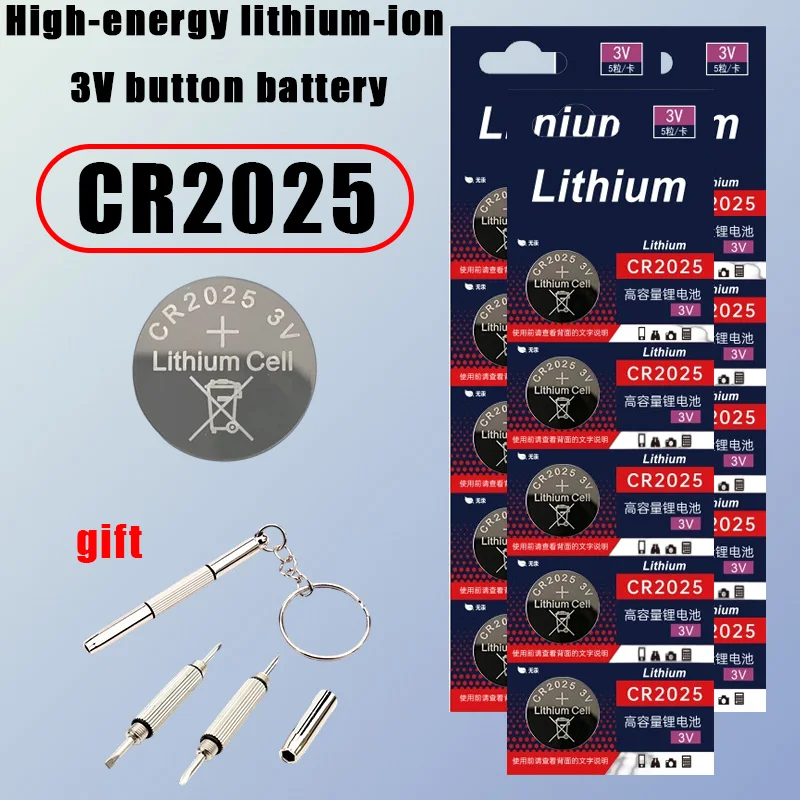

High Capacity CR2025 3V Lithium Button Coin Cell Battery DL2025 BR2025 5003LC LM2025 for Car Remote Watch Toys Clock Calculator