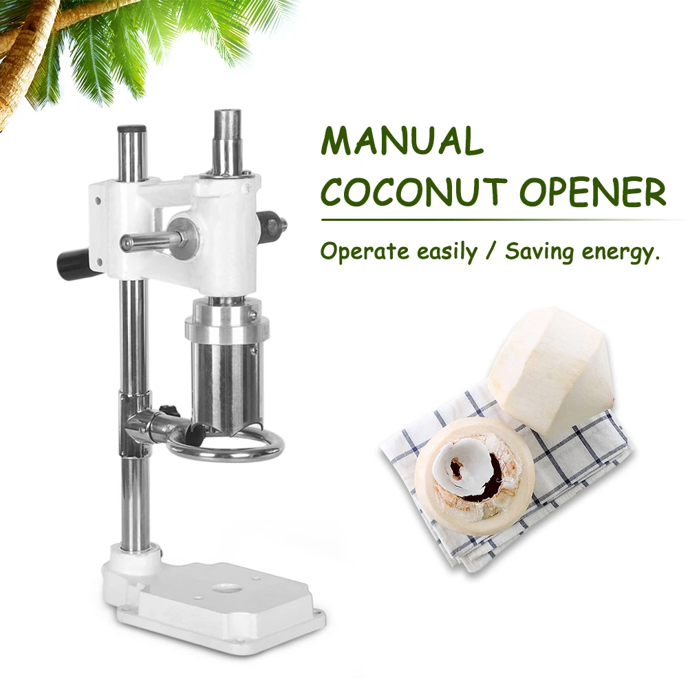 Commercial Coconut Opener Lid Machine Stainless Steel Coco Water Punch Tap For Young Green Coconuts Easy Control Tool White