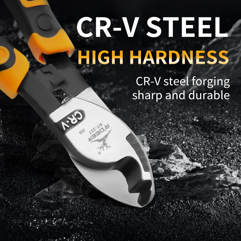 R‘DEERInsulated Cable Cutter Professional 1000V Wire Stripping Pliers Heavy-Duty Multi-Tool For Electricians High Voltage Safety