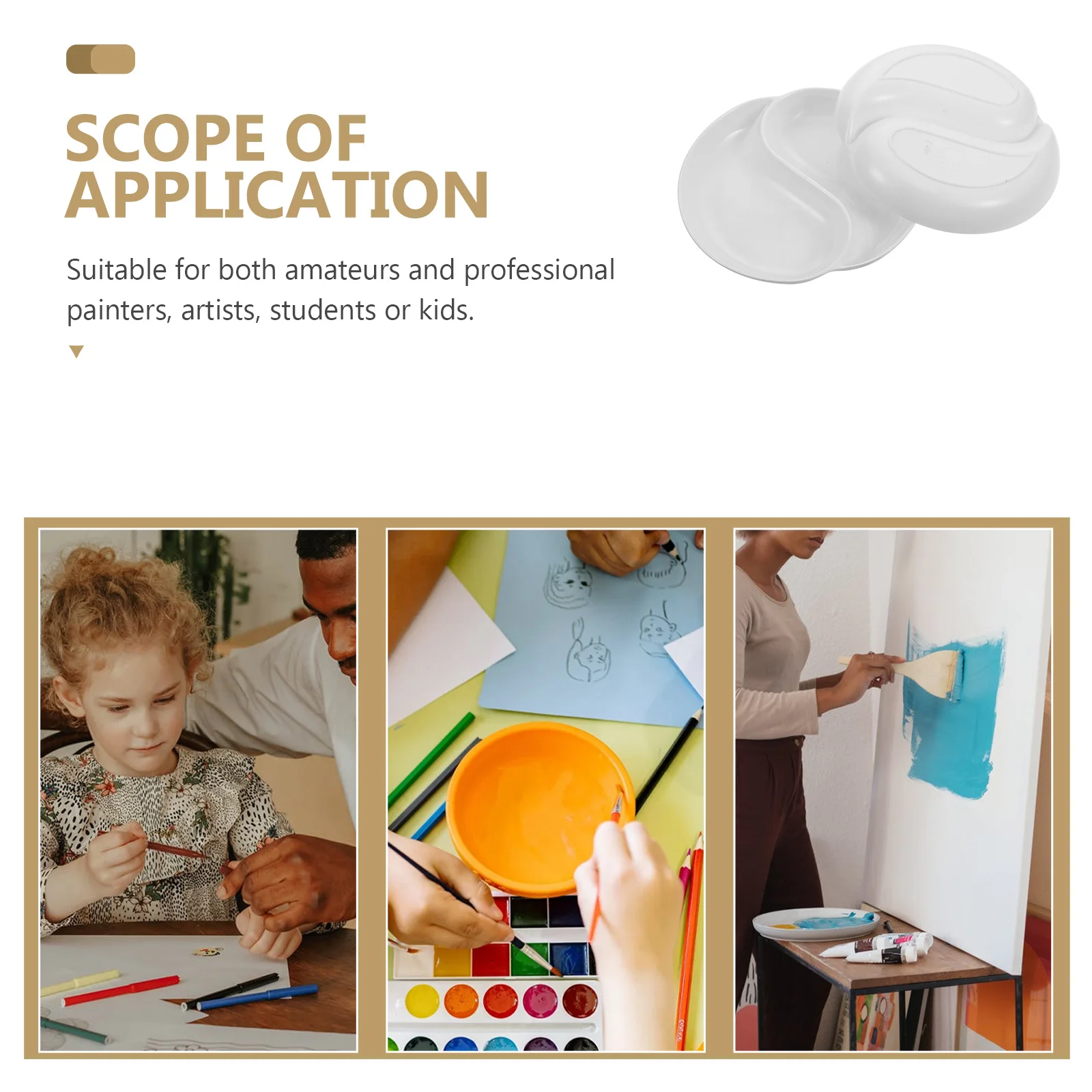 

2Pcs Paint Mixing Tray Melamine Pigment Plates Lightweight Ink Holder for Artists Calligraphy Painting Supplies