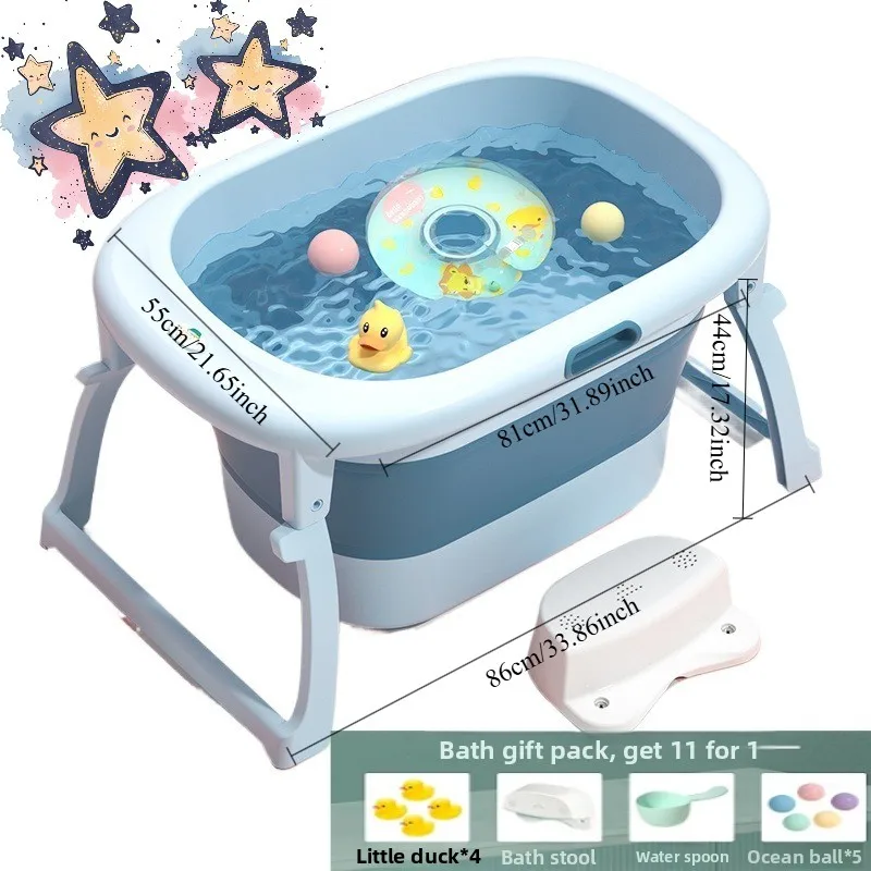 

many gift with Children's Bath Swimming Bucket Household Tub Large Folding Sitting and Lying Down