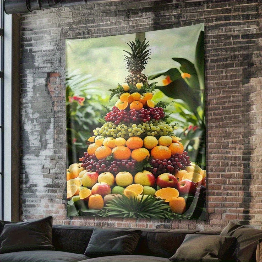 Tropical Fruit Tower Digital printing polyester wall tapestry suitable for use in living rooms bedrooms offices bars and party