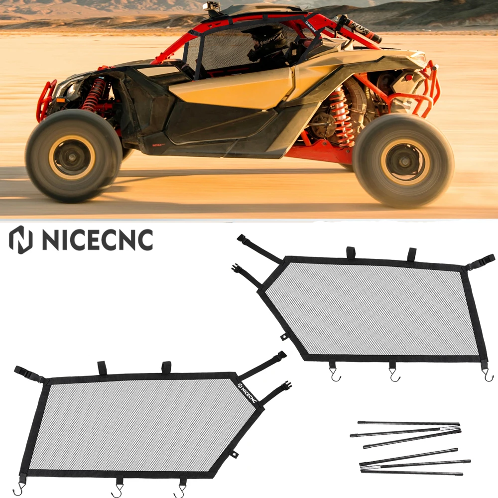 

NICECNC 2pcs Window Side Mesh Shade Nets Shield Protection for Can-Am Maverick X3 R RR 4x4 XRD XDS Turbo DPS 2017-2022 2020 2021