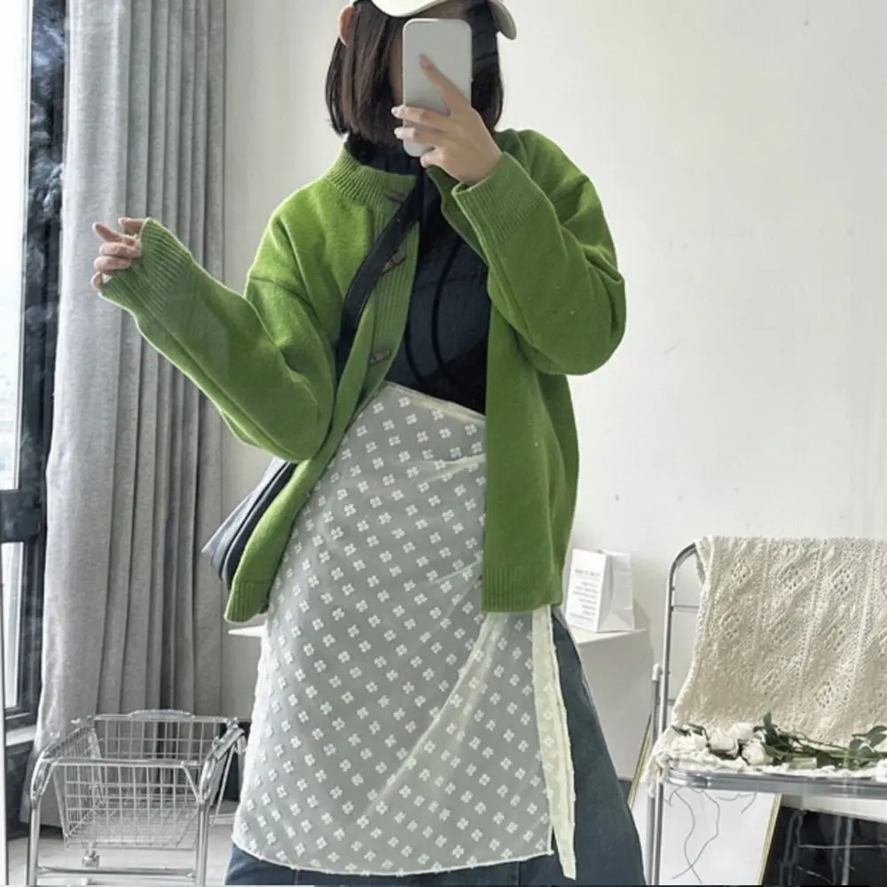High Waist Lace Midi Skirt Embroidered Flower Irregular Side Slit Lace Drawstring Skirt Y2K Streetwear Harajuku