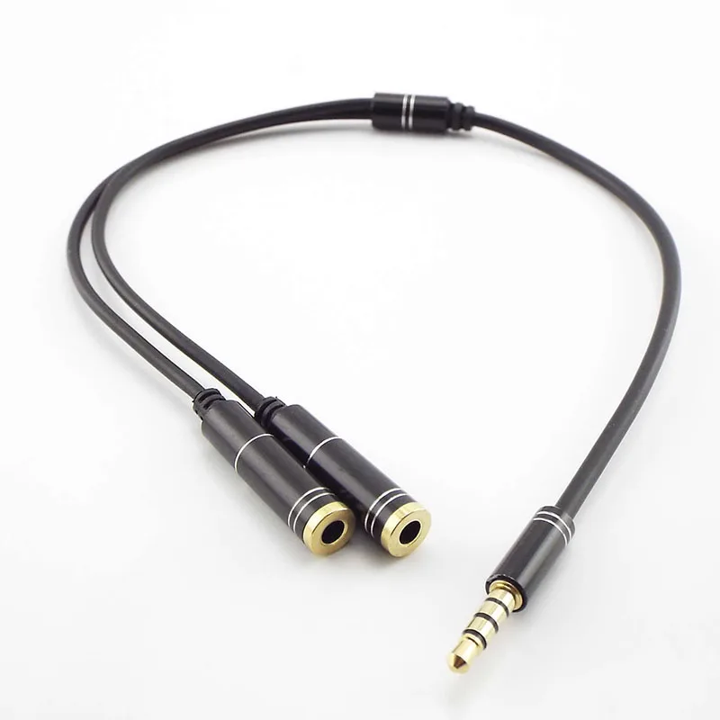 3.5mm Stereo Plug Audio Cable Male to 2 Female Converters Headset Mic Y Splitter Cable Adapter Mobile Phone Adapters Connectors