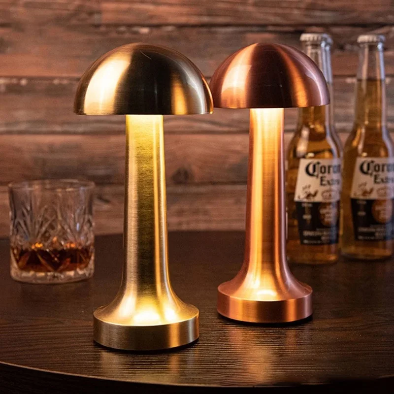 

Creative Metal Mushroom Table Lamp Top Touch Vintage Atmosphere Night Light Bedside Gift for Bar Restaurant Bedroom Durable