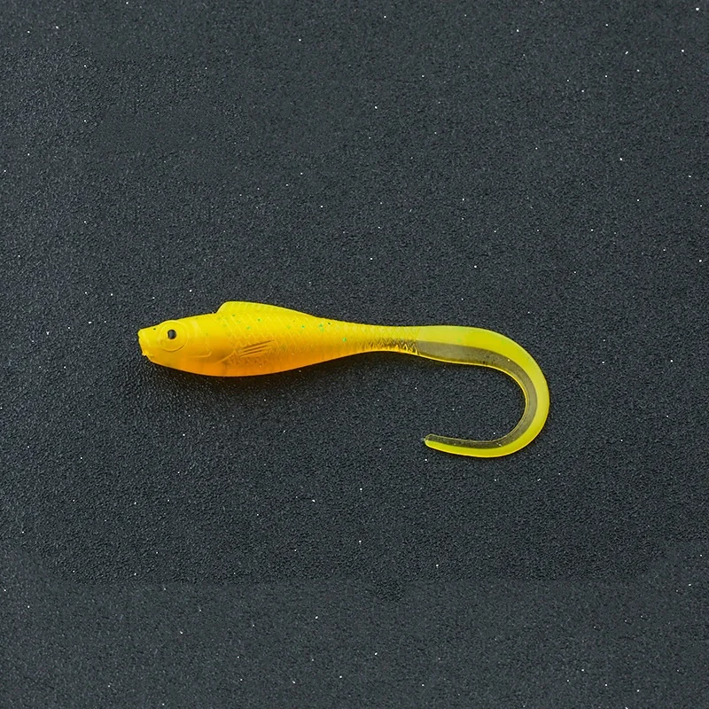 Angelköder, Sichelschwanz, weicher Köder, 5,5 cm, 6,5 cm, interne Laser-Pailletten, zum Fügen von Salz, Fischgeruch, Wurm, Kunstköder, Lot 6 Stück – Detail 6