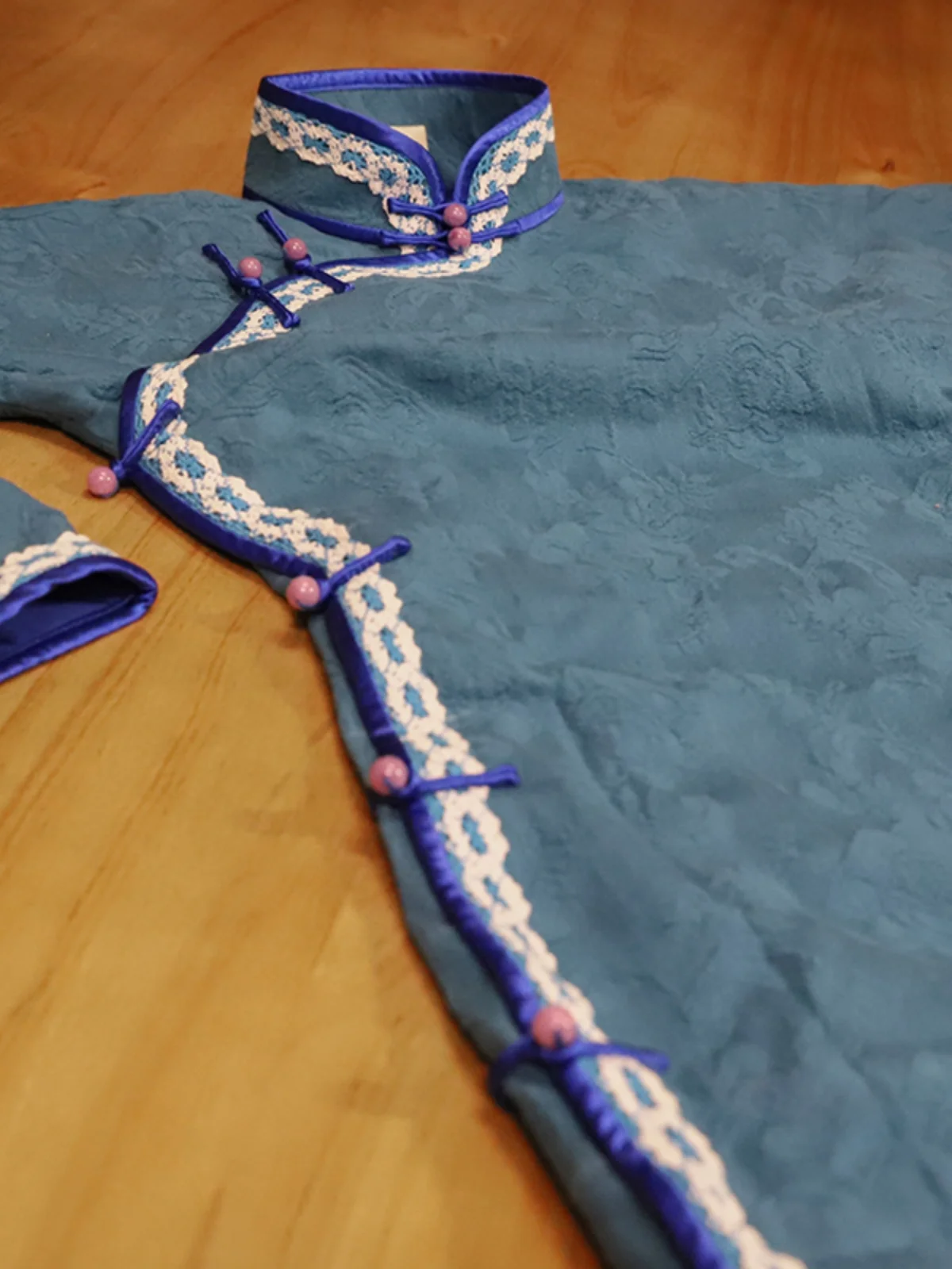 

Синее платье макси из чистого хлопка с вышивкой, винтажный китайский стиль, с низким разрезом, для повседневной носки, осень-зима