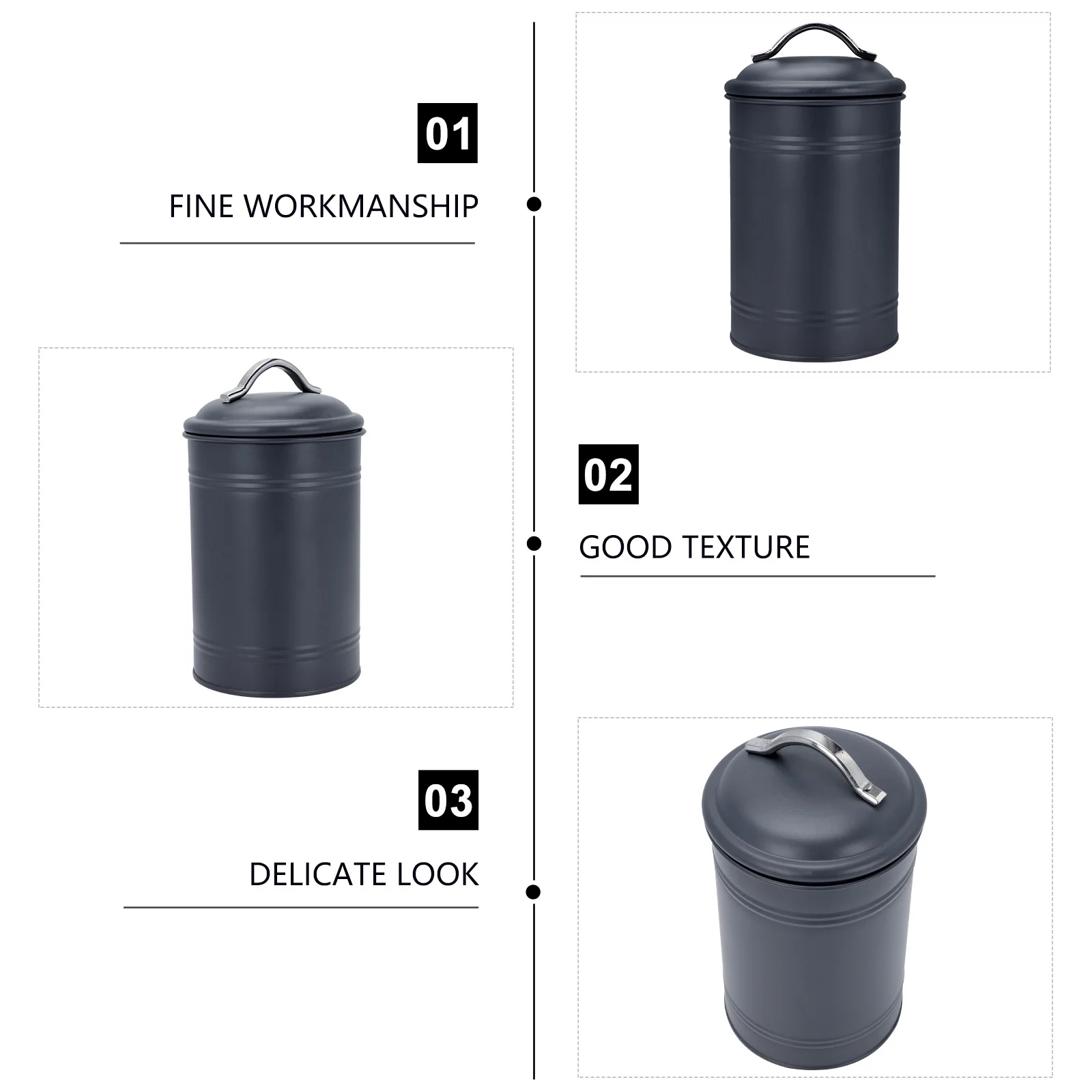 

1Pcs Multi-Functional Iron Tea Jar Airtight Snack Container Kitchen Holder Charcoal Grey Tea Storage Box Practical