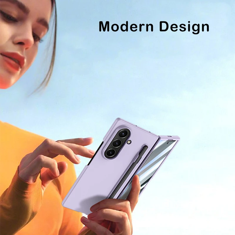 حافظة لهاتف سامسونج Z Fold 7 مع فتحة قلم وشاشة زجاجية وبسيطة وغطاء حماية رقيق وخفيف مقاوم للصدمات