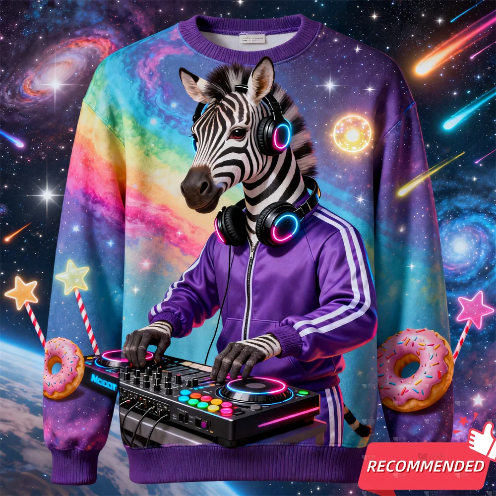 الحيوان القبيح عيد الميلاد البلوز للنساء الملابس بين النجوم الكون الأسد التمساح عيد الميلاد بلوزات للجنسين Y2k البلوفرات