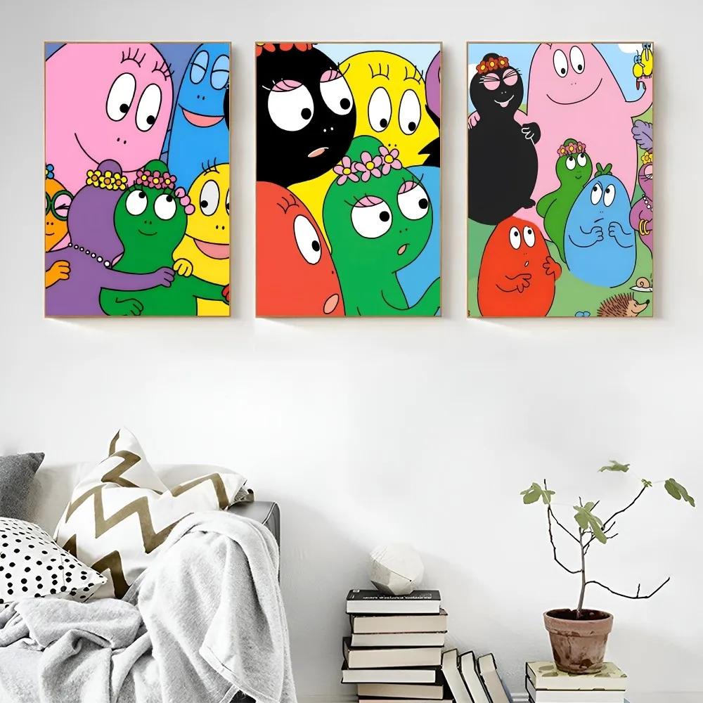 1PC Anime B-Barbapapa Poster Self-adhesive Art Waterproof Paper Sticker Coffee House Bar Room Wall Decor