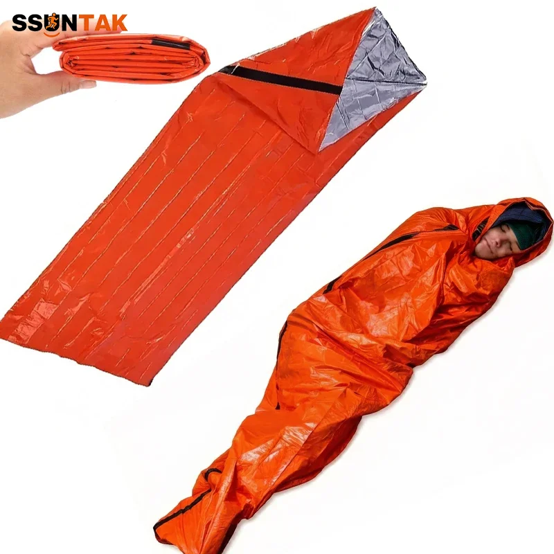

SSUNTAK Portable Waterproof Emergency Survival Sleeping Bag Thermal Blanket Outdoor EDC Camping Gear First Aid Rescue SOS Kit