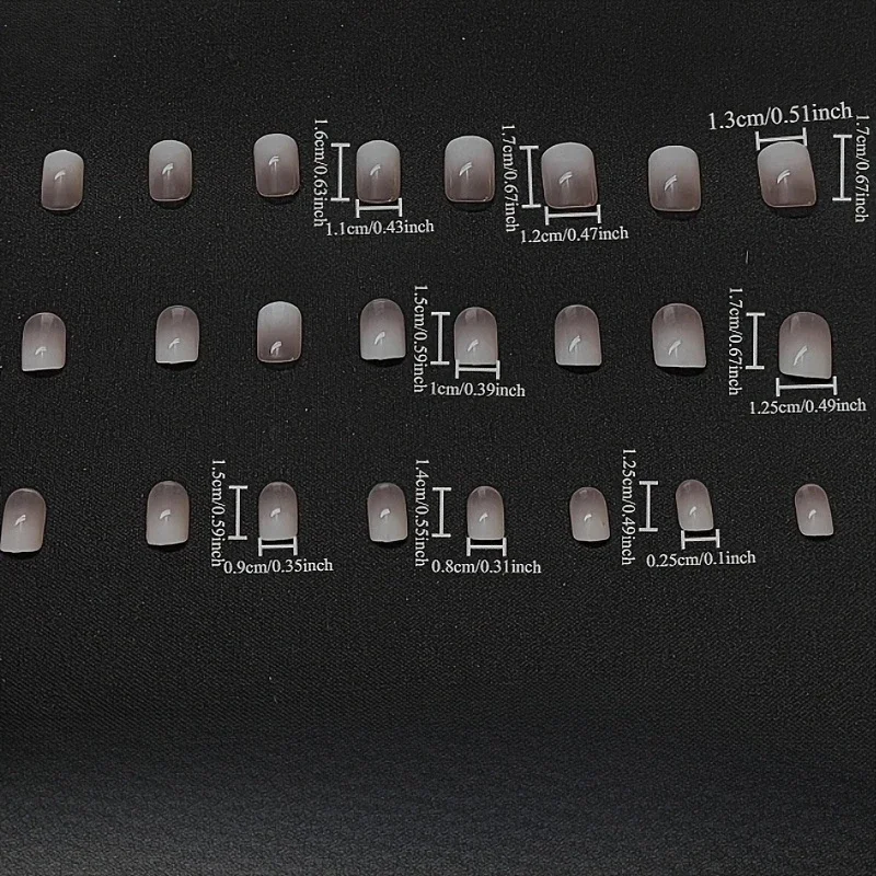 1 セット光沢のある短い正方形ラウンドパッチ美しい摩耗ネイルアートライトパウダーグラデーション偽ネイルパッチは再利用できます
