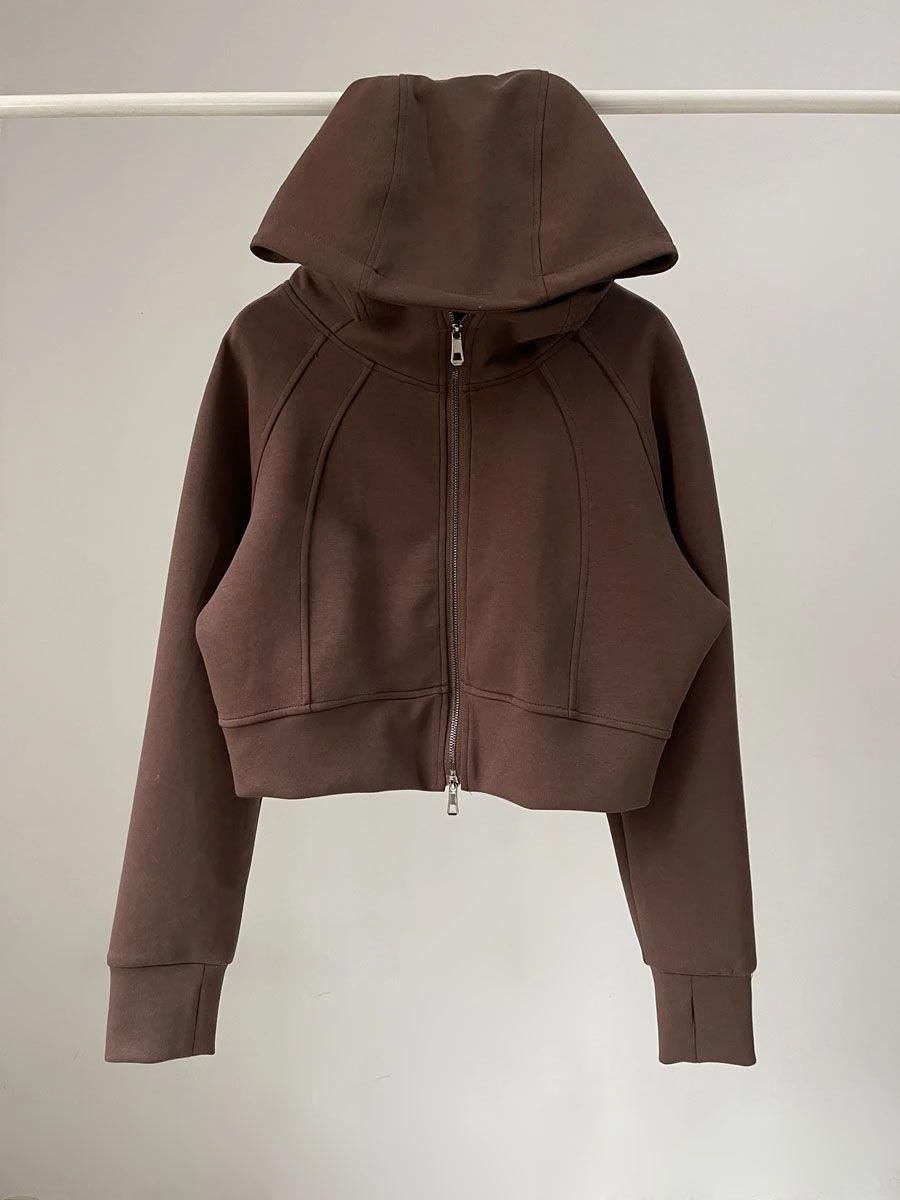 미국 스타일 스파이시 걸 패셔너블 에어 레이어 스포츠 스웨트셔츠 여성 루즈 지퍼 오픈 가디건 후드 탑 단색