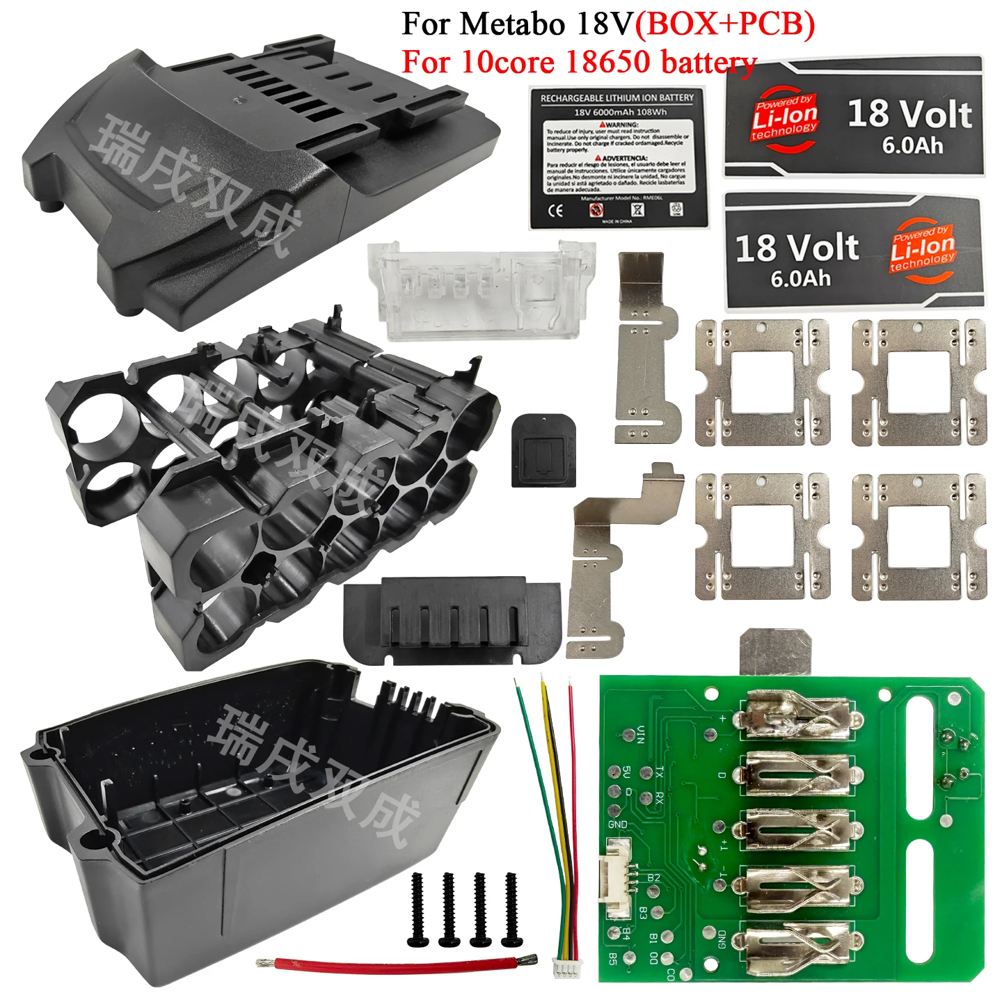 Elektrowerkzeug Lithium-Batteriegehäuse Aufbewahrungsbox Schutzplatine für Metabo 18V Li-Ionen-Akku BS18LT PCB BMS Shell-Gehäuse