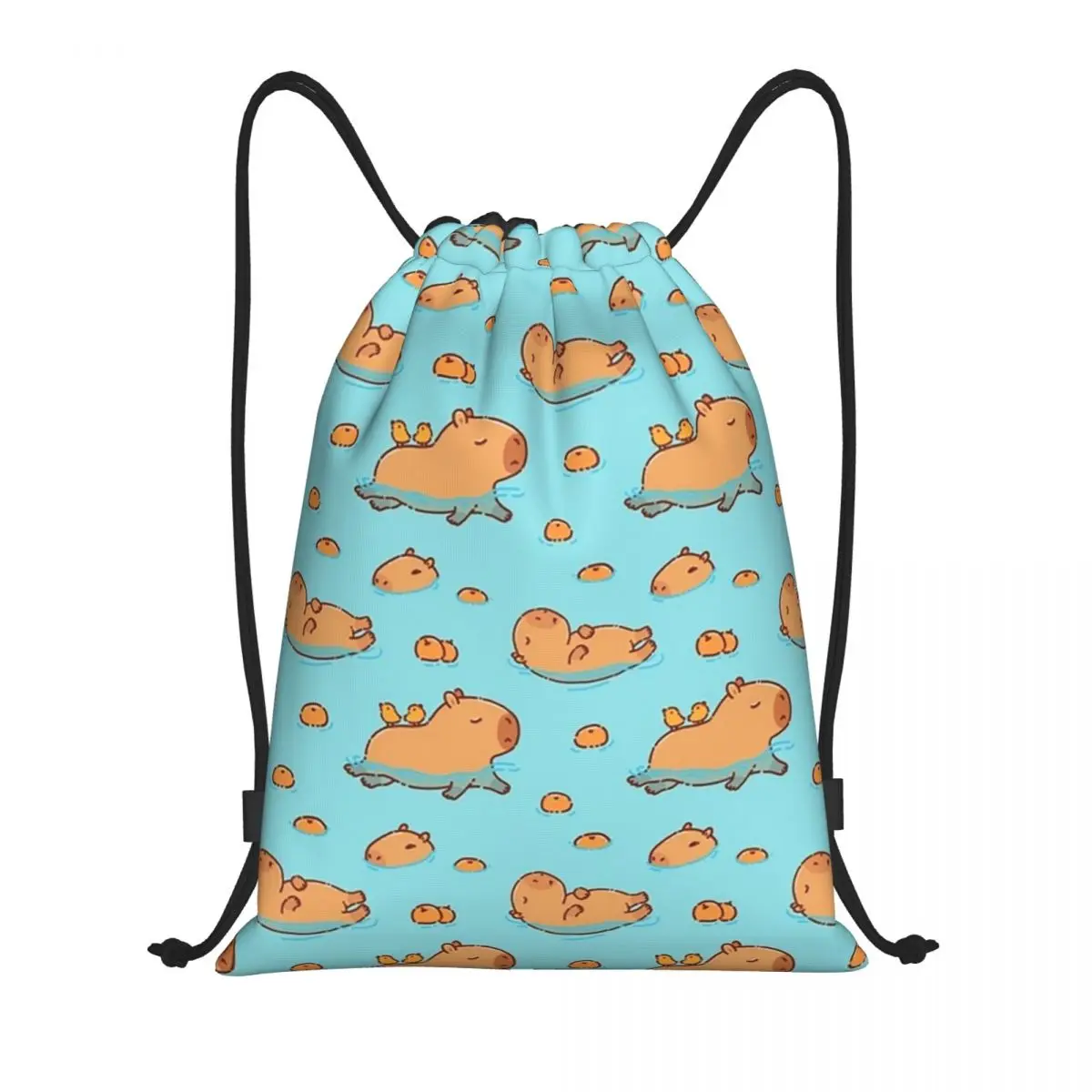 Custom Capybara Swimming Drawstring Backpack Sports Gym Bag for Women Men Cute Animal Shopping Sackpack