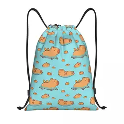 Custom Capybara Swimming Drawstring Backpack Sports Gym Bag for Women Men Cute Animal Shopping Sackpack