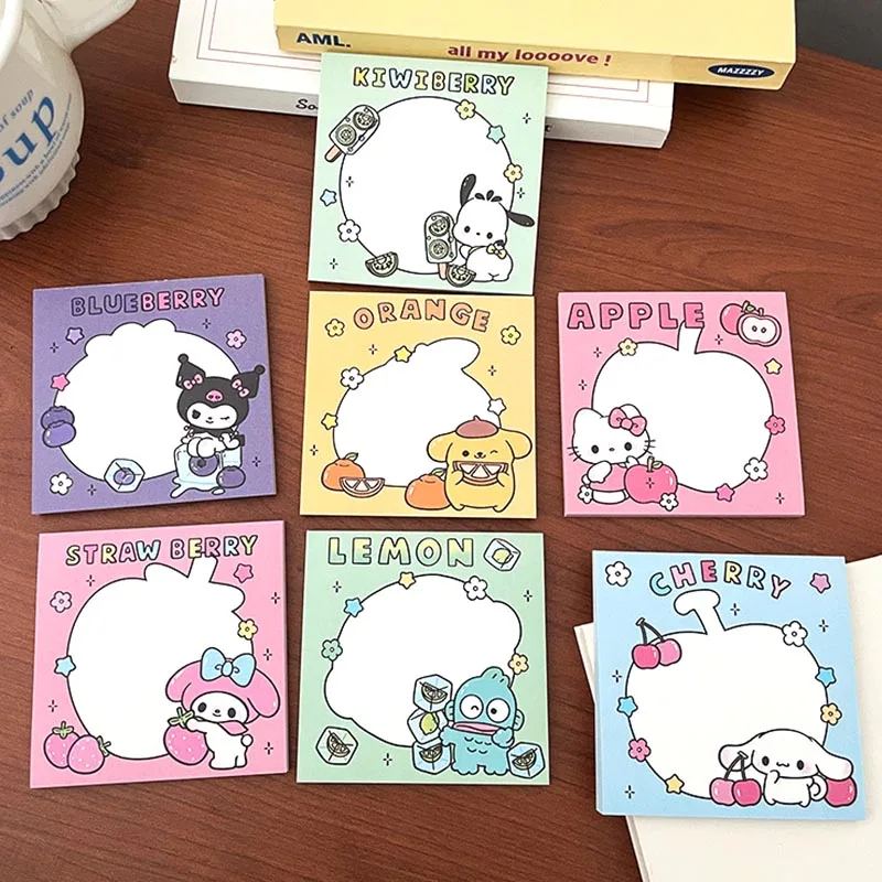 20pcs/lot Sanrio Hangyodon Memo Pad Cinnamoroll Fruit Sticky Note Stationery Label Notepad Planner Sticker Post School Supplies