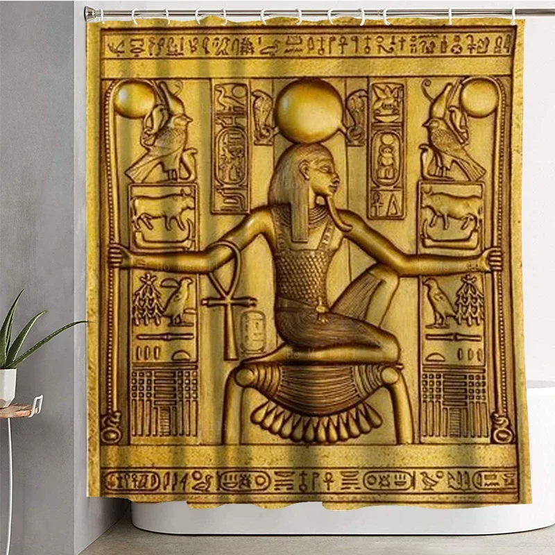 Mysteries Ancient Egypt Figures Egyptian Hieroglyphs Proverb Black Male Art Gold Stunning Sight Shower Curtains By Ho Me Lili